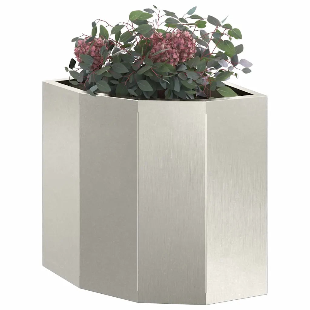 Vaso d'angolo-Fioriera-Contenitore per Piante Argento 30 x 30 x 35 cm Acciaio inossidabile