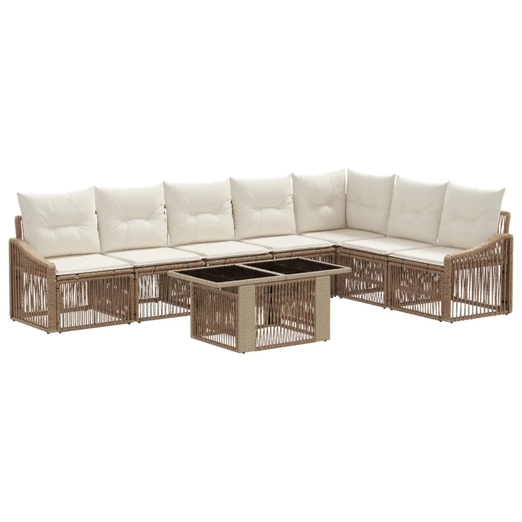 Set Divano da Giardino 8 pz Beige e Bianco Crema polyrattan 3437256
