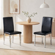 SEDIA da pranzo Set da 2 pezzi 90 cm nero e argento in PU e metallo