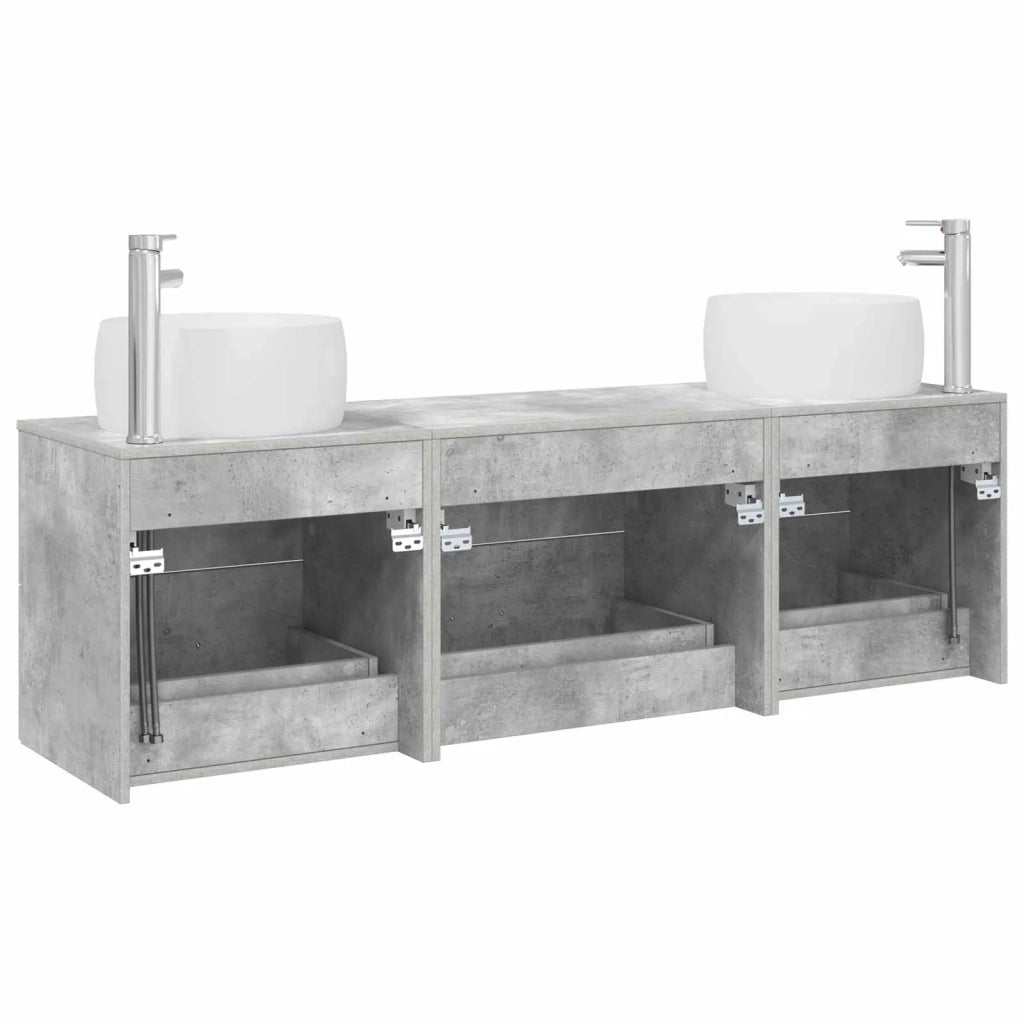 Set di mobili per il bagno 3 pz Grigio Cemento 3405918
