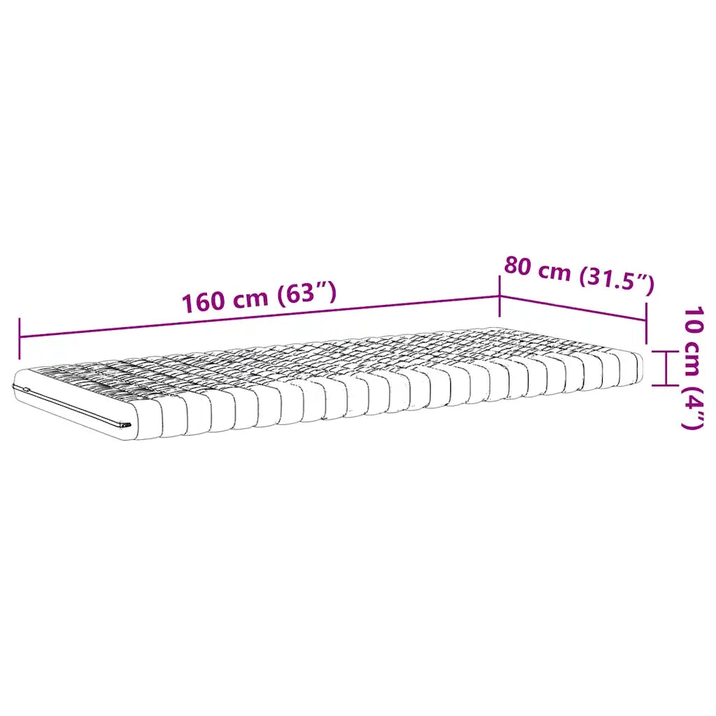 Materasso Schiuma per Bambini-Materasso per Letto Bianco 80x160 7Zone Durezza 20ILD