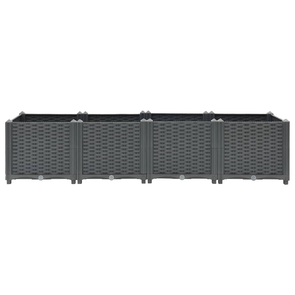 Fioriera rialzata per piante e fiori giardino 160 x 40 x 38 cm polipropilene grigio scuro 02_0000918