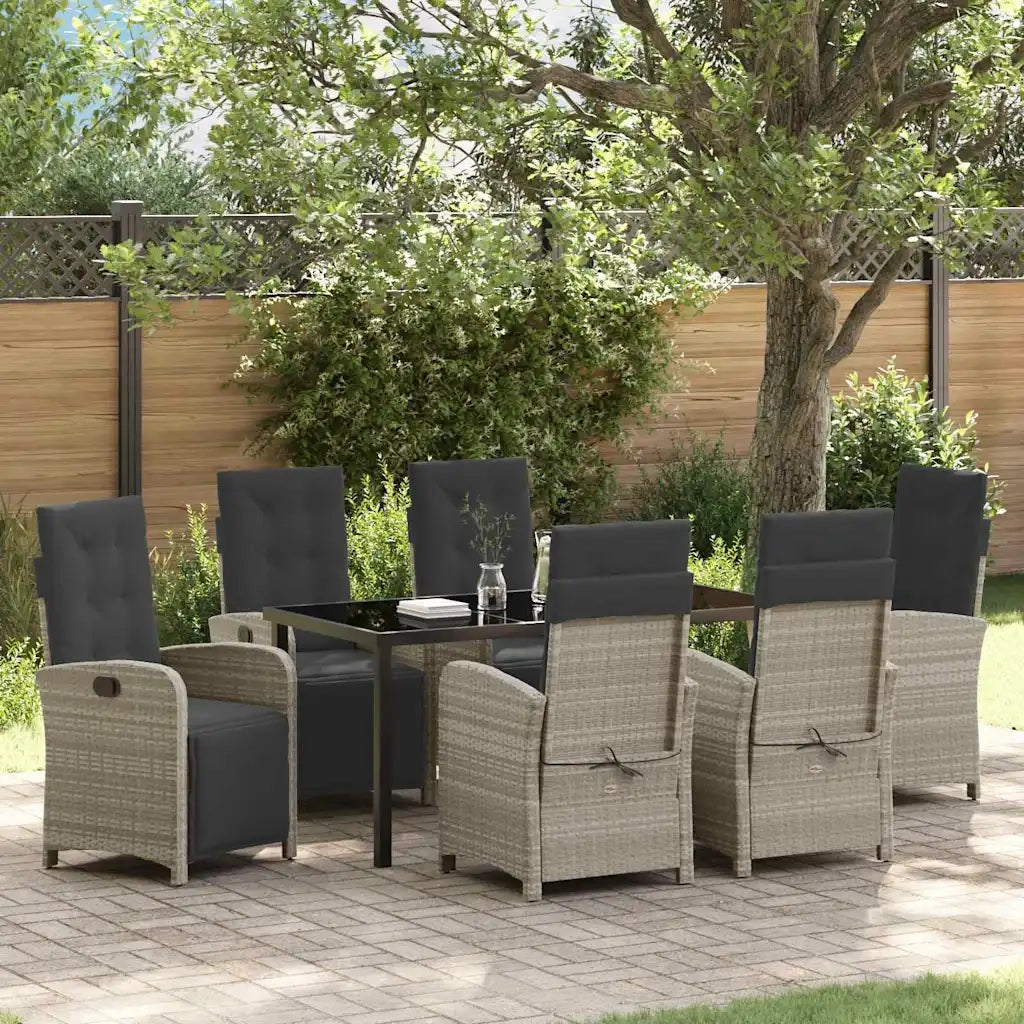 Set da Pranzo per Giardino 7 pcs Grigio chiaro polyrattan 3380348