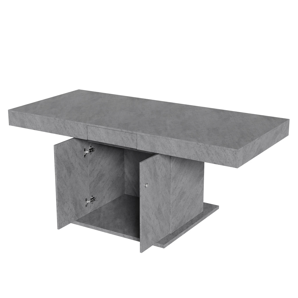 Tavolo da pranzo allungabile 140/180x80x76 cm grigio con vano contenitore e struttura in metallo