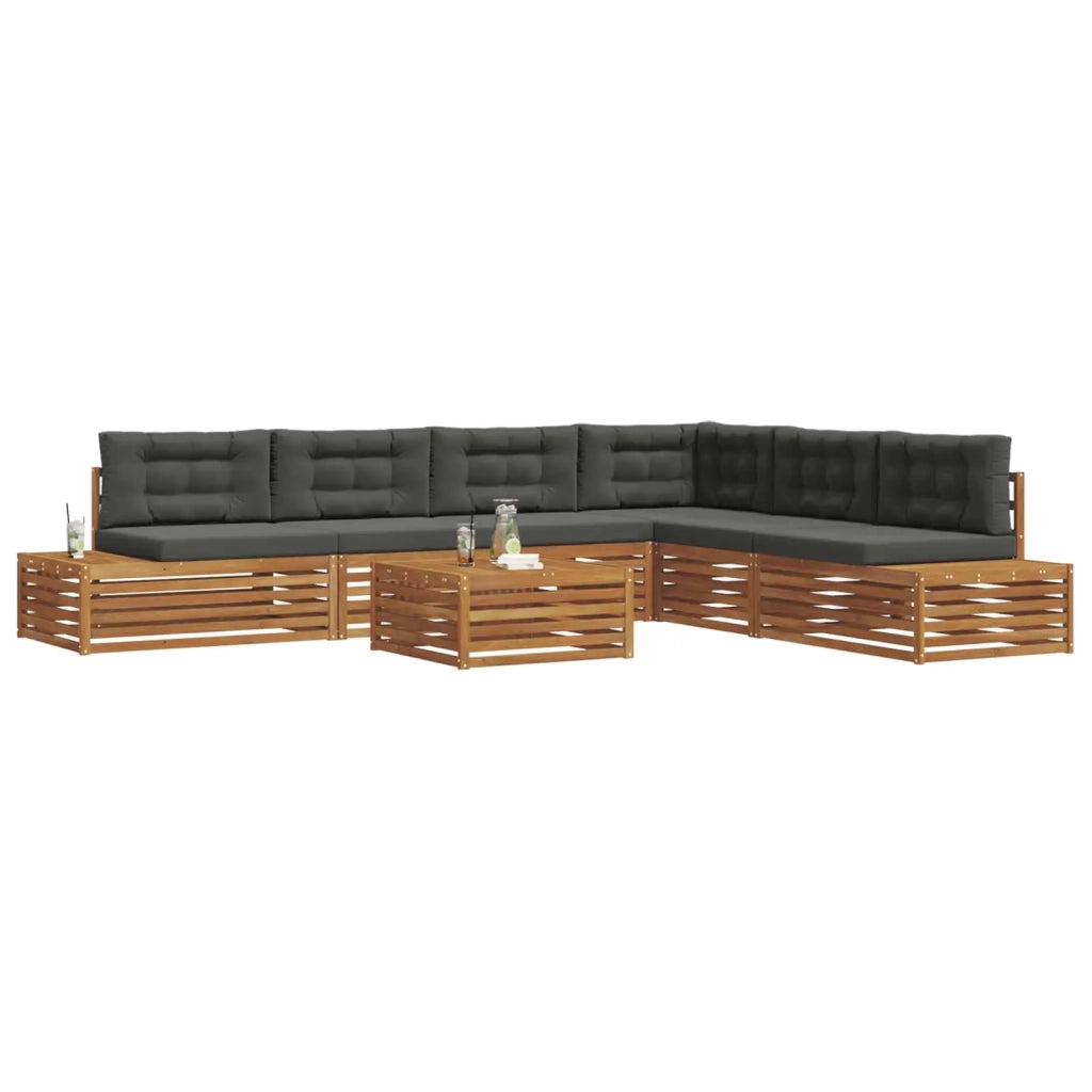 Set di divani da esterno 7 Pezzo Naturale e Antracite