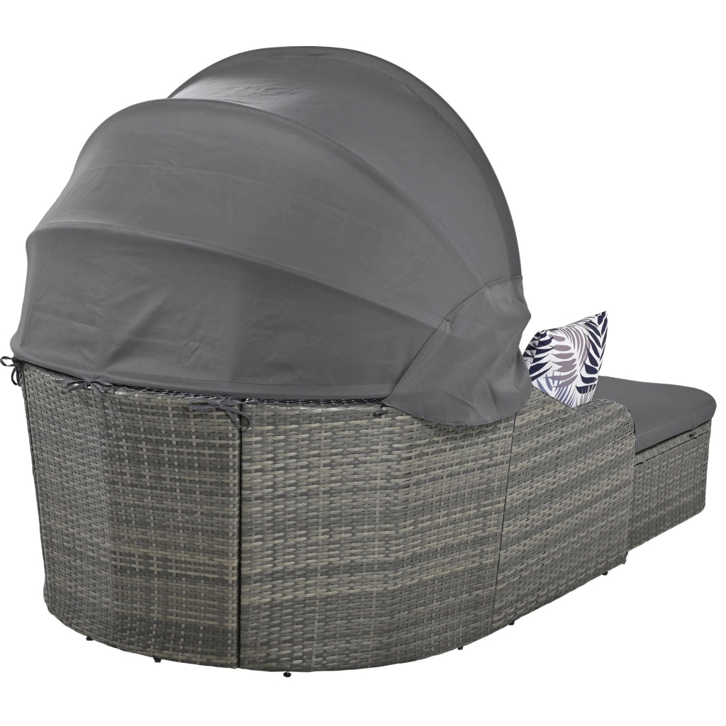 Sonneninsel Doppia da Giardino Set ¨C MINIMAL ¨C Polyrattan Grigio con Baldacchino e 4 Cuscini