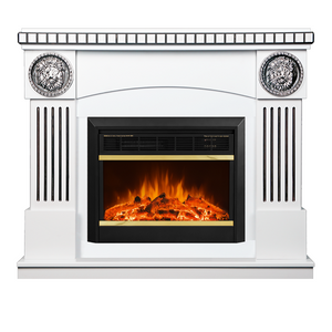 Camino Elettrico da Pavimento 105x120x33 cm Effetto Fiamma 1500W Prometeu & Mars Bianco/nero