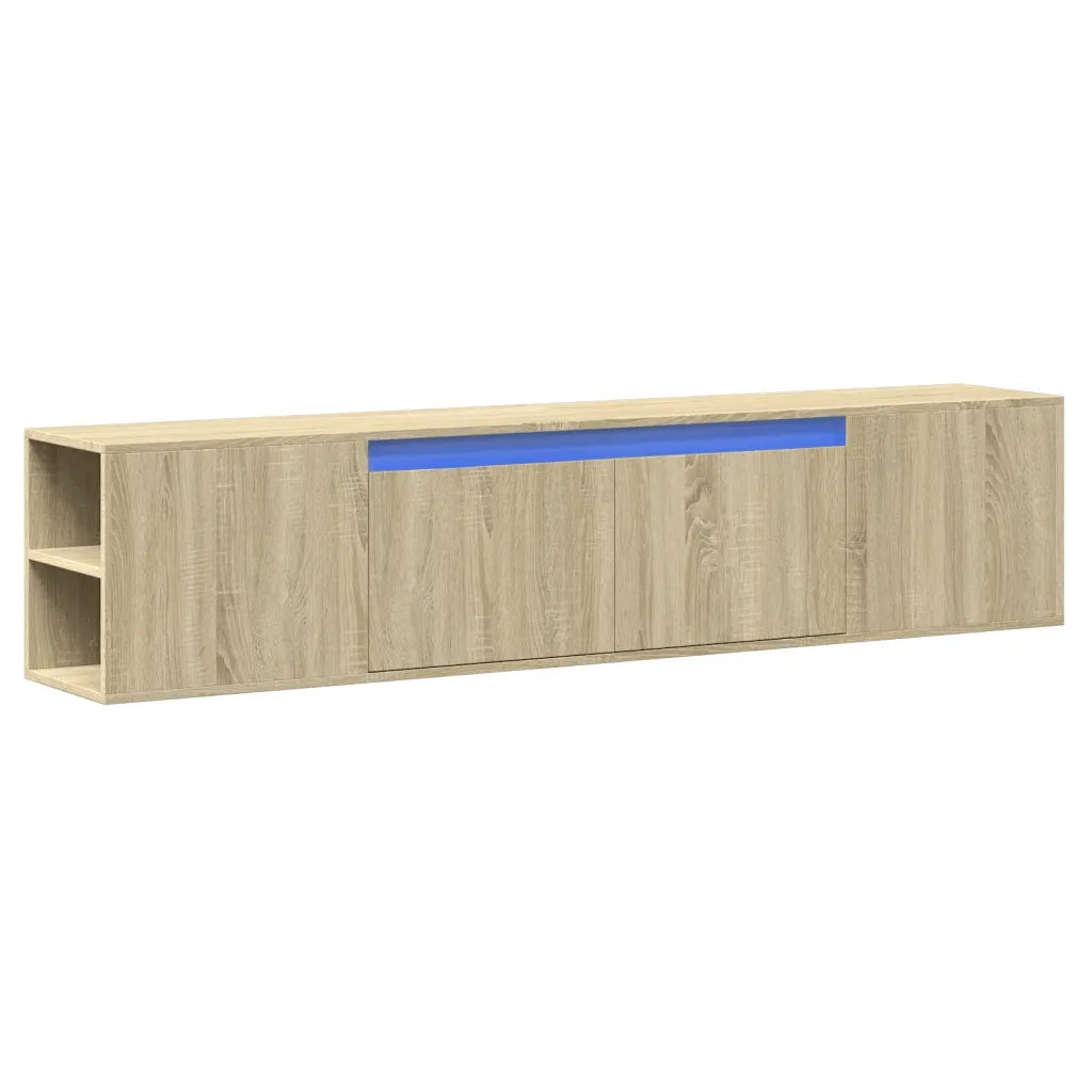 Mobile TV a Parete con LED-Mobile TV a Muro Rovere Sonoma 180x31x39,5 cm
