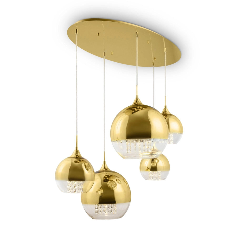Maytoni Lampadario contemporaneo Fermi 5 luci E27 oro metallo vetro