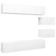 Set Mobili Porta TV 6 pz | Armadietto TV | Mobile Porta TV Bianco in Legno Multistrato