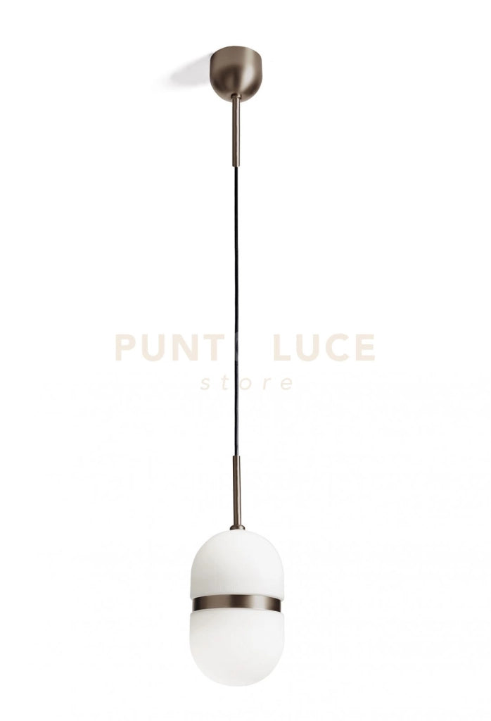 DOMU SOSPENSIONE PICCOLA BRONZO VETRO BIANCO 1 LUCE ATTACCO GX53 D.15CM