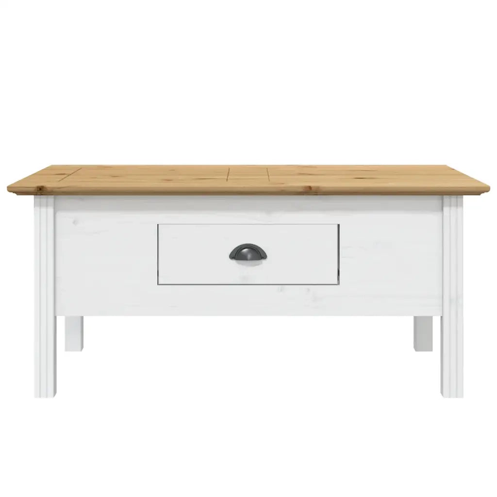 Tavolino BODO 100x55x45 cm Legno Massello Pino Bianco e Marronecod mxl 73437