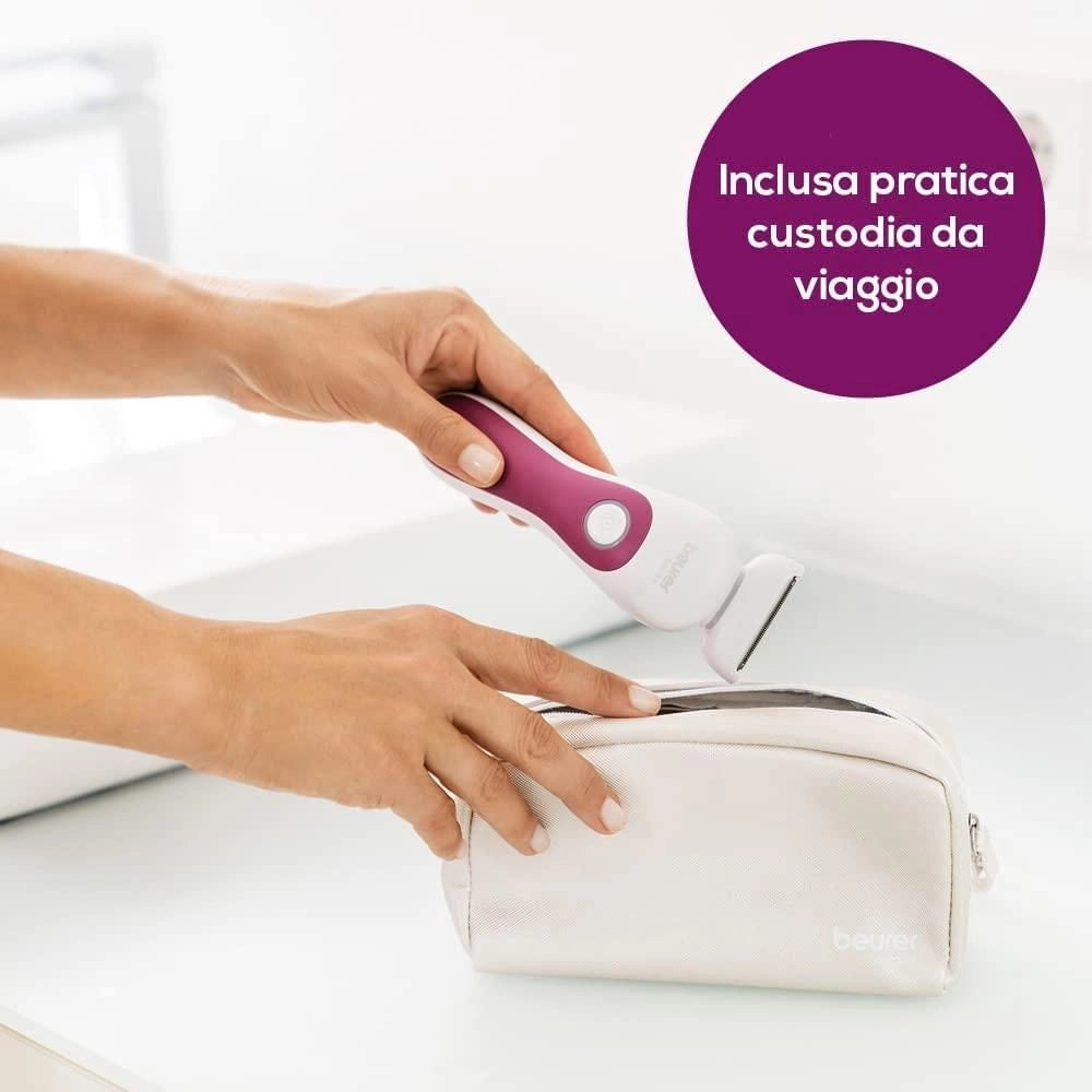 Beurer HL 36 Rasoio elettrico donna bagnato e asciutto 2 velocita' autonomia 60 min luce LED IPX7 colore Bianco Rosa