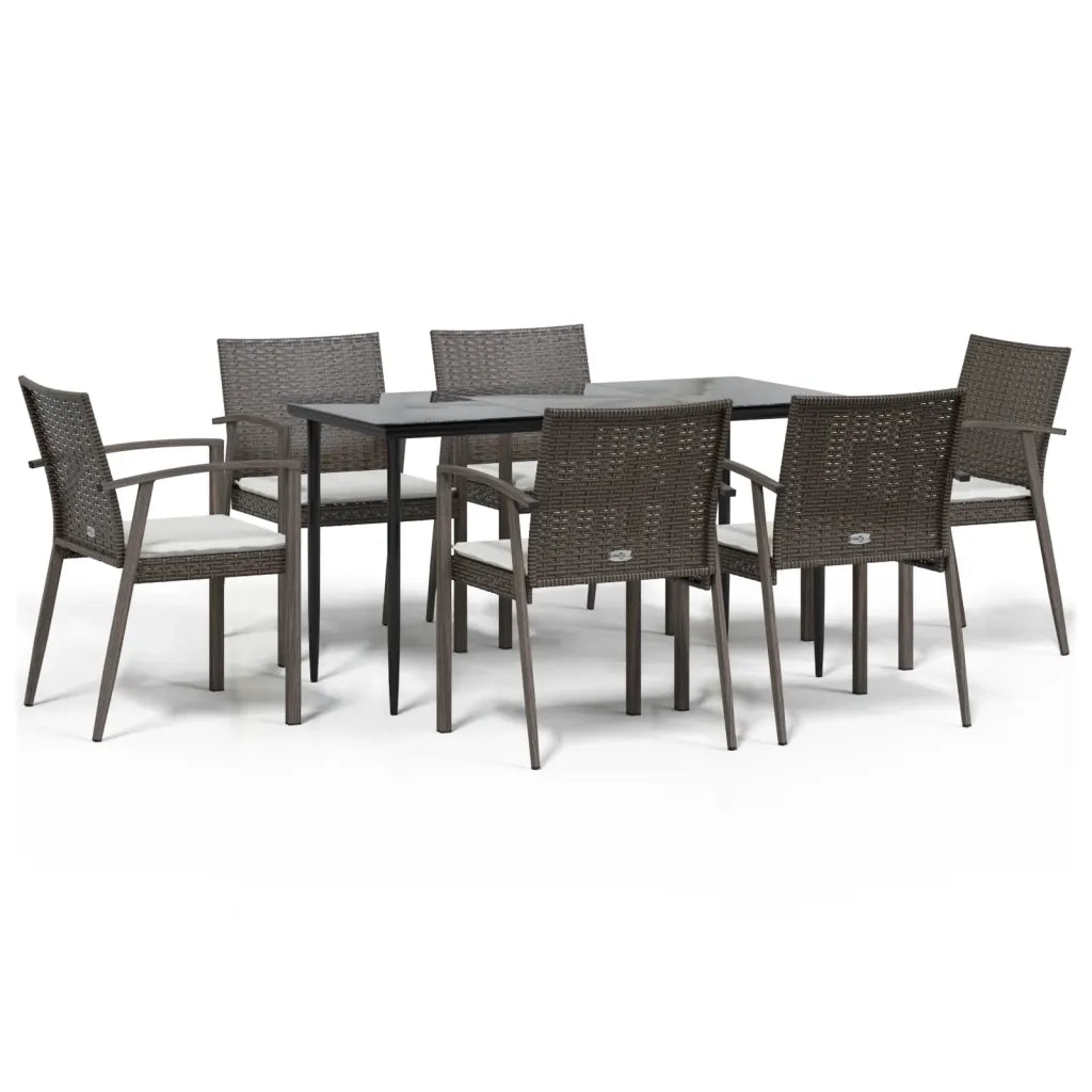 Set Pranzo da Giardino 7 pz con Cuscini in Polyrattan e Acciaiocod mxl 124532