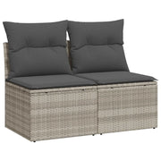 Divano Giardino 2pz | Set Salotto da Giardino con Cuscini Grigio Chiaro Polyrattan Acacia