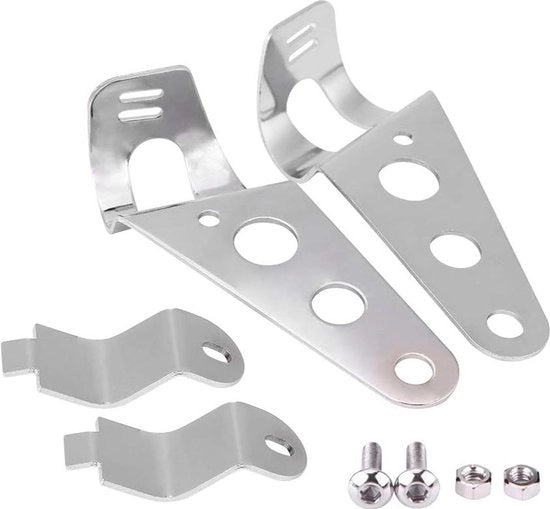 Faroidee Beugel 2 Pezzi 28 Mm-34 Mm Motocicletta Alloio Viti - Motocicletta Universale - Argento.