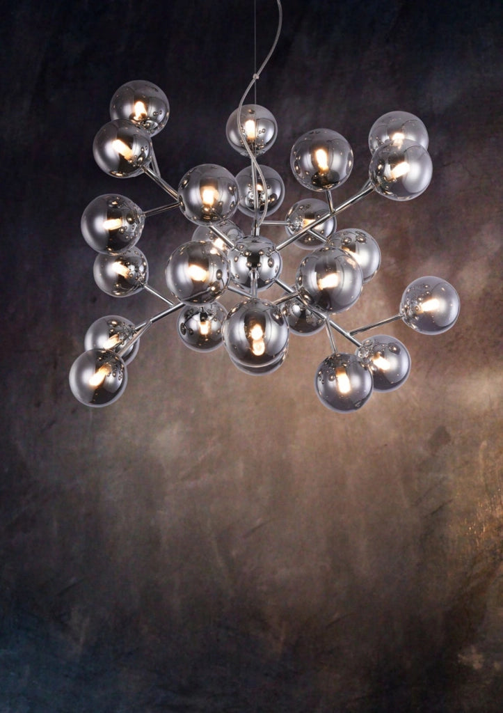 Lampadario Maytoni Dallas cromo 24 luci sfere fumo