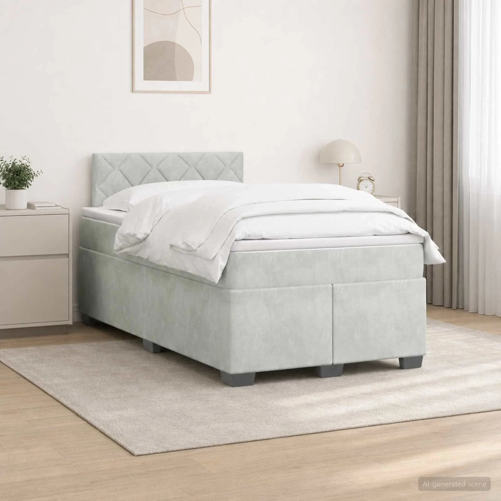 Letto con Box Spring, Materasso e LED Grigio Chiaro Velluto 3452144