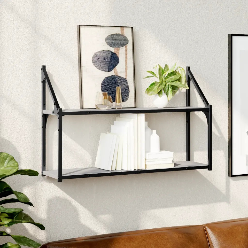 Scaffale Parete 2 Ripiani Grigio Sonoma 80x21x51 cm Multistratocod mxl 83563
