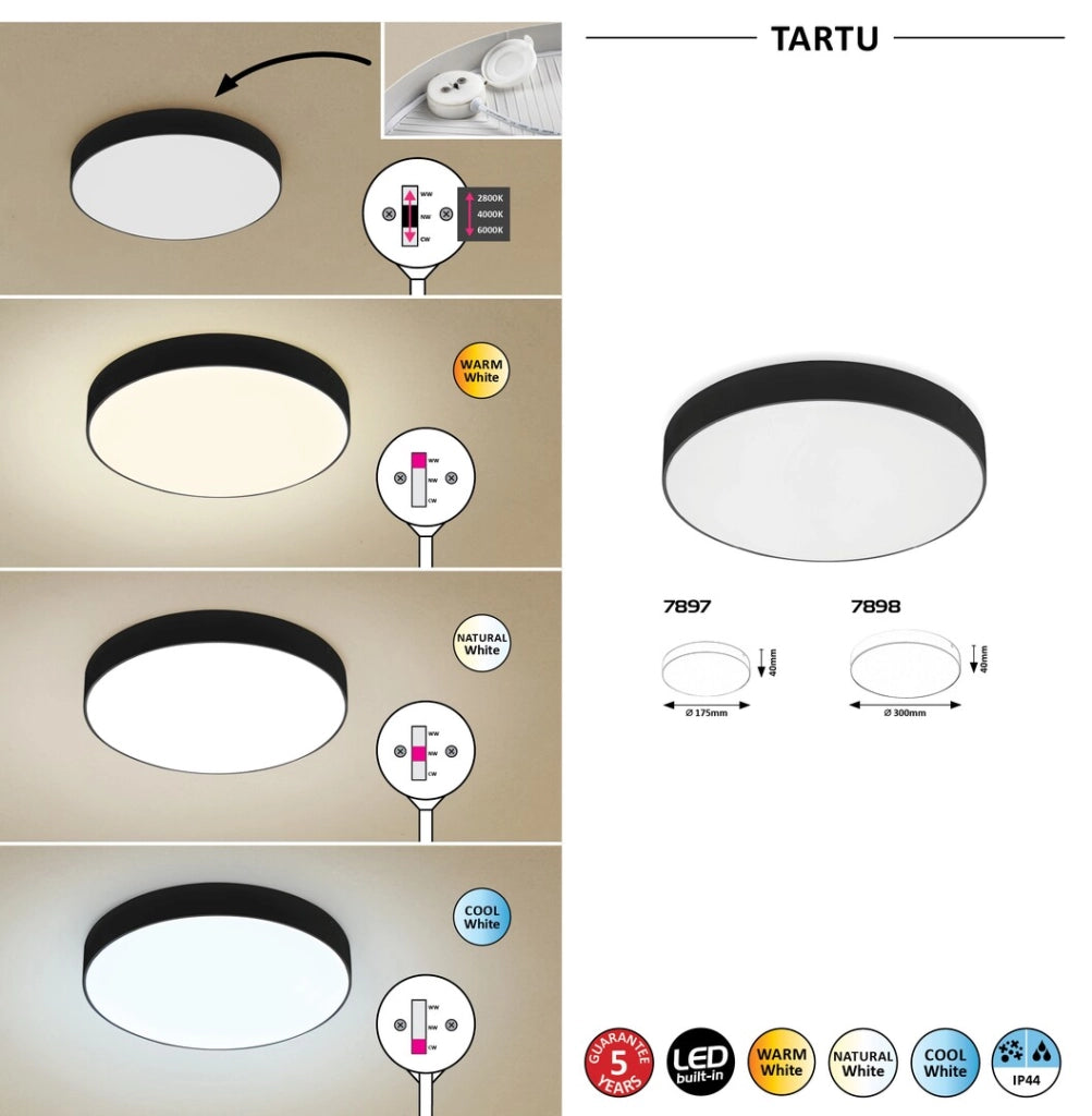 Plafoniera esterna tonda LED 24W Tartu nera Rabalux
