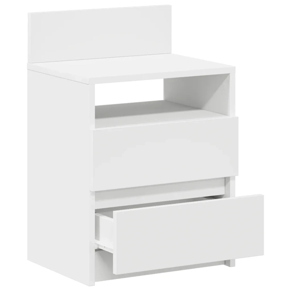 Comodini 2 pz con 2 Cassetti-Set di 2 Tavolino da notte Bianchi 40x33x60 cm