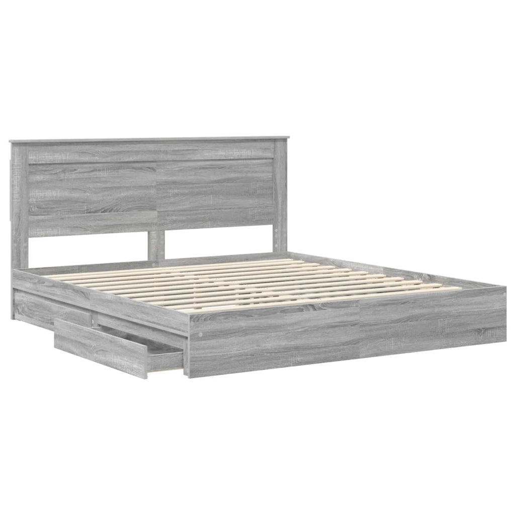 Letto con Contenitore con testiera Grigio Sonoma 200 x 200 cm