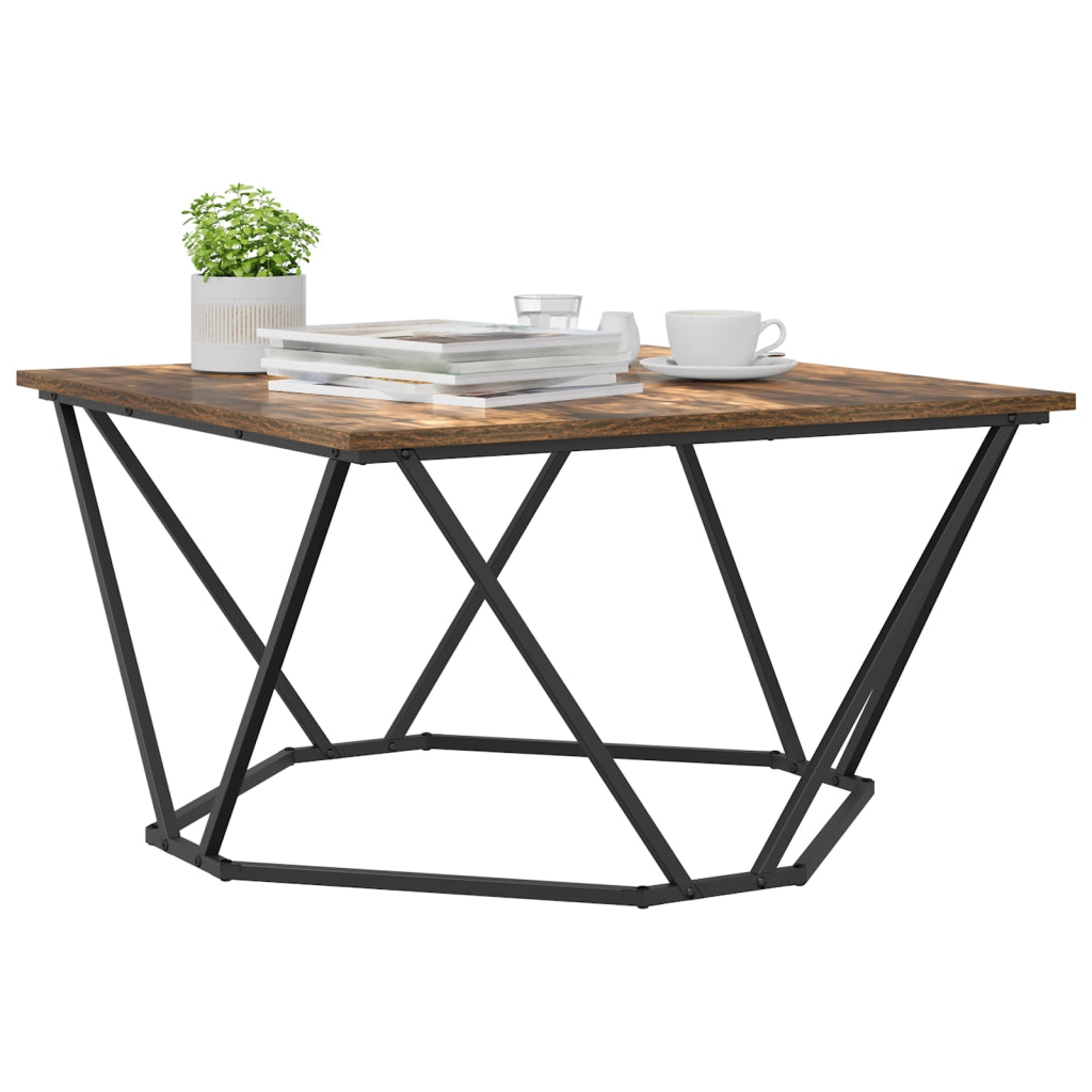 Tavolino da caffÃ¨ in rovere affumicato 80x80x45 cm in legno ingegnerizzato