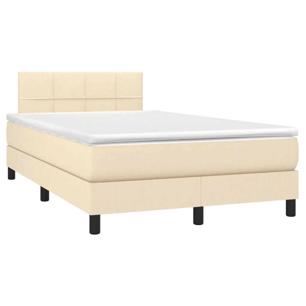 Letto a Molle con Materasso e LED Crema 120x200cm in Tessuto 3133146