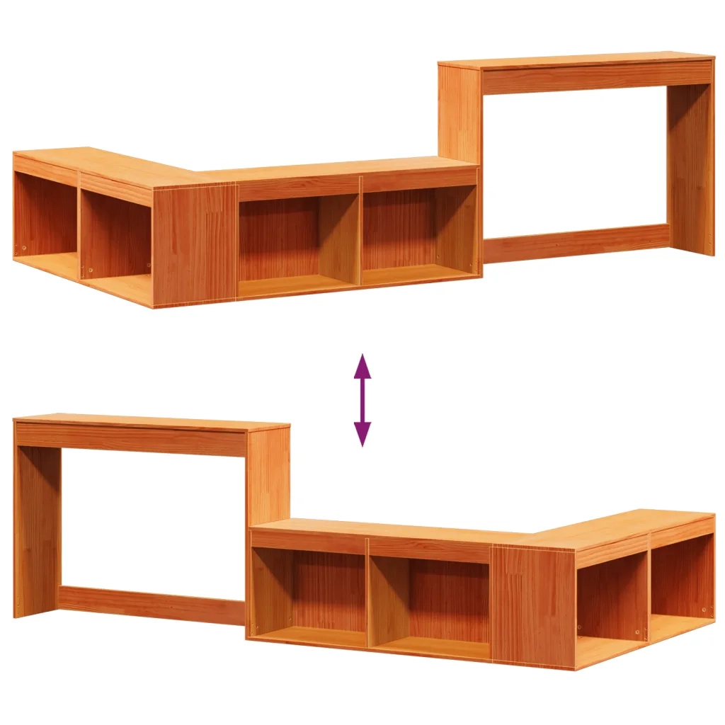 Comodino con Scrivania Marrone Cera 232x112x75 cm Legno di Pino