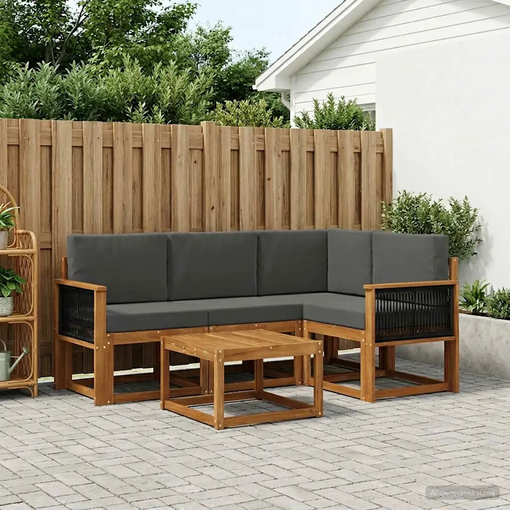 Set di divani da esterno 5 pcs Naturale e Antracite Poliestere