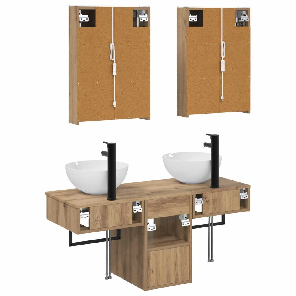 Set di Armadi da Bagno 5 pcs Rovere Artigianale 3406294
