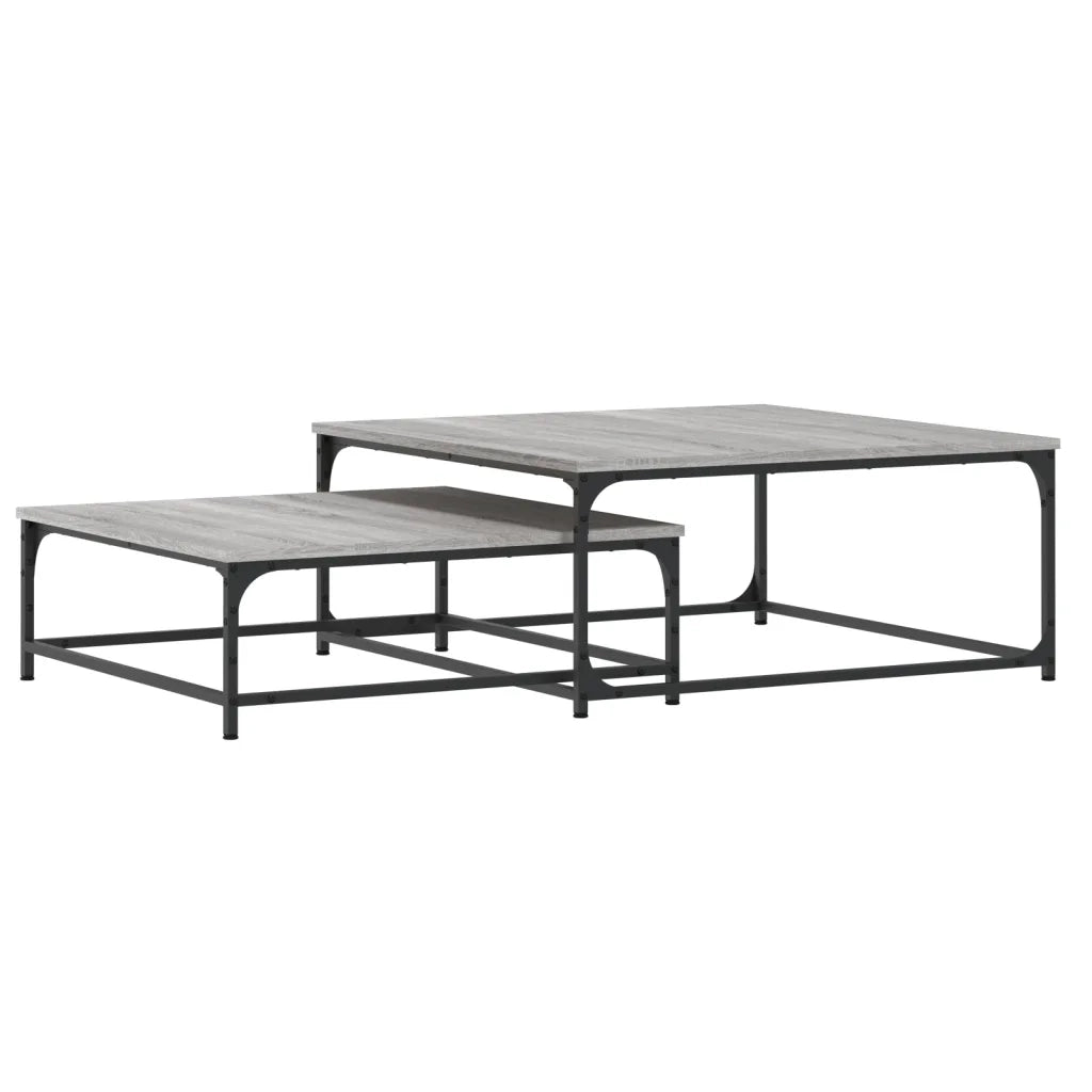 Tavolini Salotto Impilabili 2pz Grigio Sonoma Legno Multistrato 832821