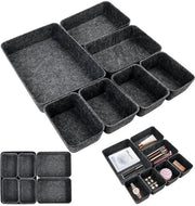 Set di 7 organizzatori di cassetto in velluto, scatole di archiviazione in velluto stivabili con 3 dimensioni, sistema di organizzazione di cassetti per scrivania, comodino, comodino da notte, armadio