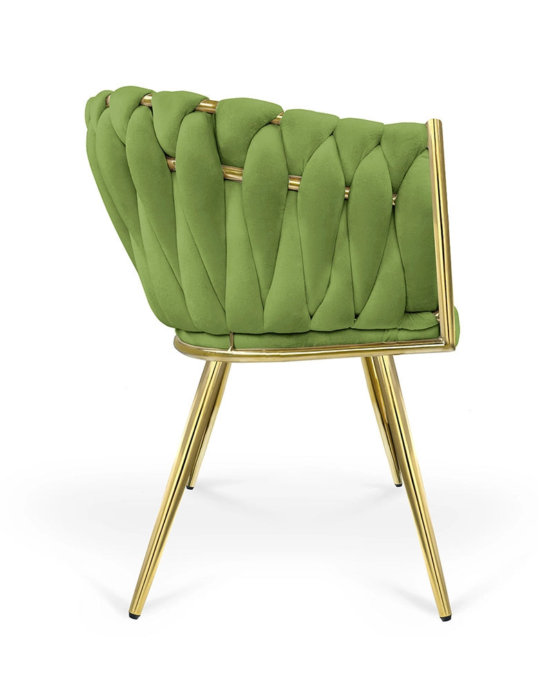 Poltrona in velluto verde pistacchio, sedia imbottita da pranzo – Elise - SDPL39ELPD
