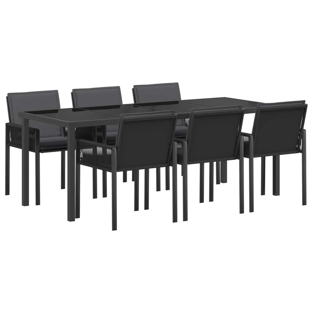 Set da Pranzo per Giardino 19 pz Nero polyrattan 3422840