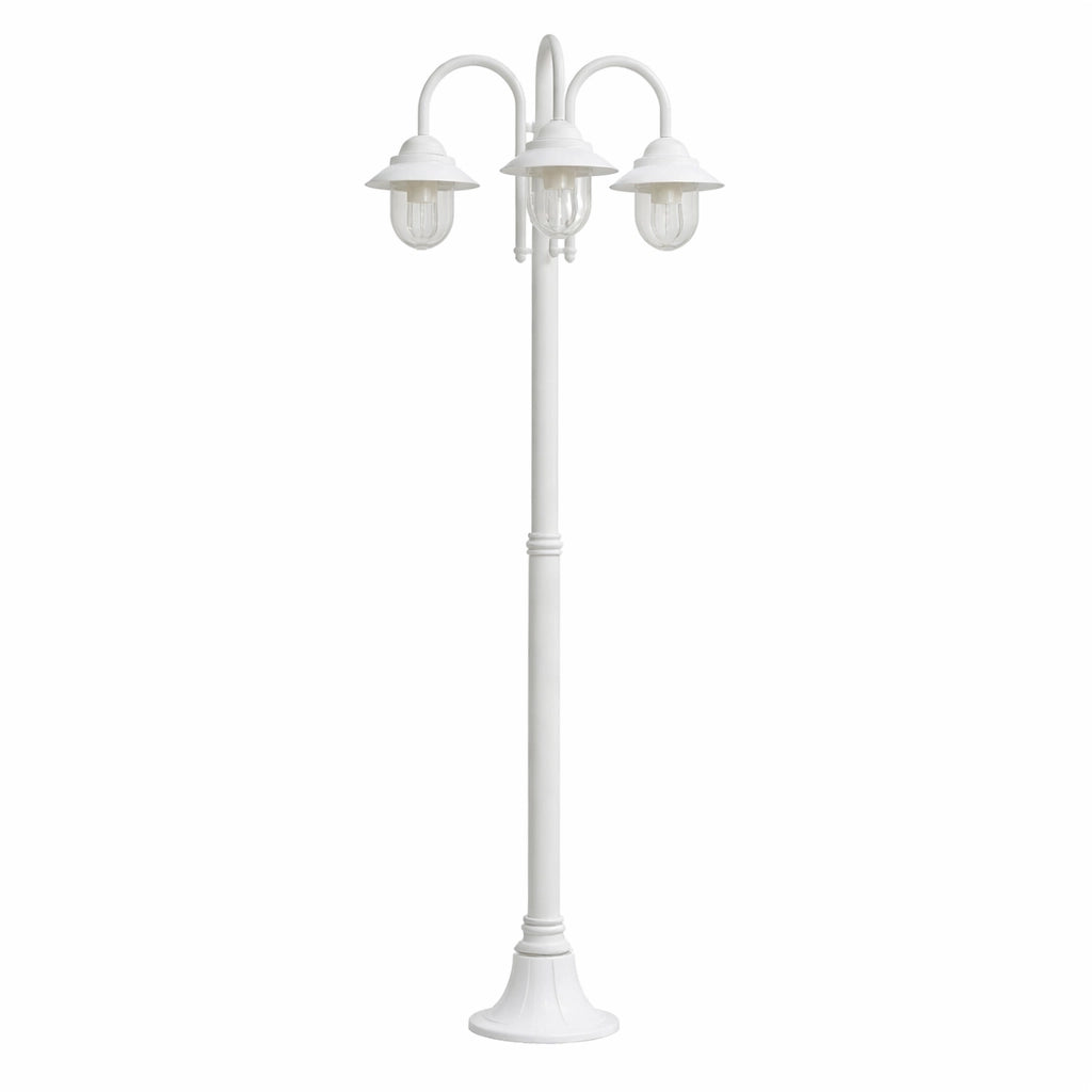 Lampione classico Bianco da giardino a 3 luci E27 in alluminio lanterna da esterno IP54 per vialetti parchi e ingressi eleganti