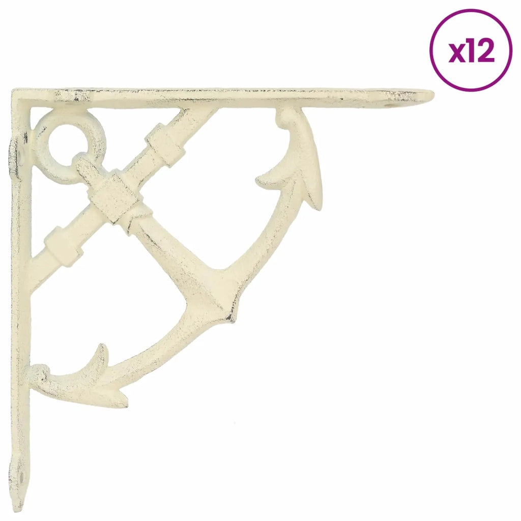 Supporti per mensole da parete 12 pz Bianco Antico 42038900