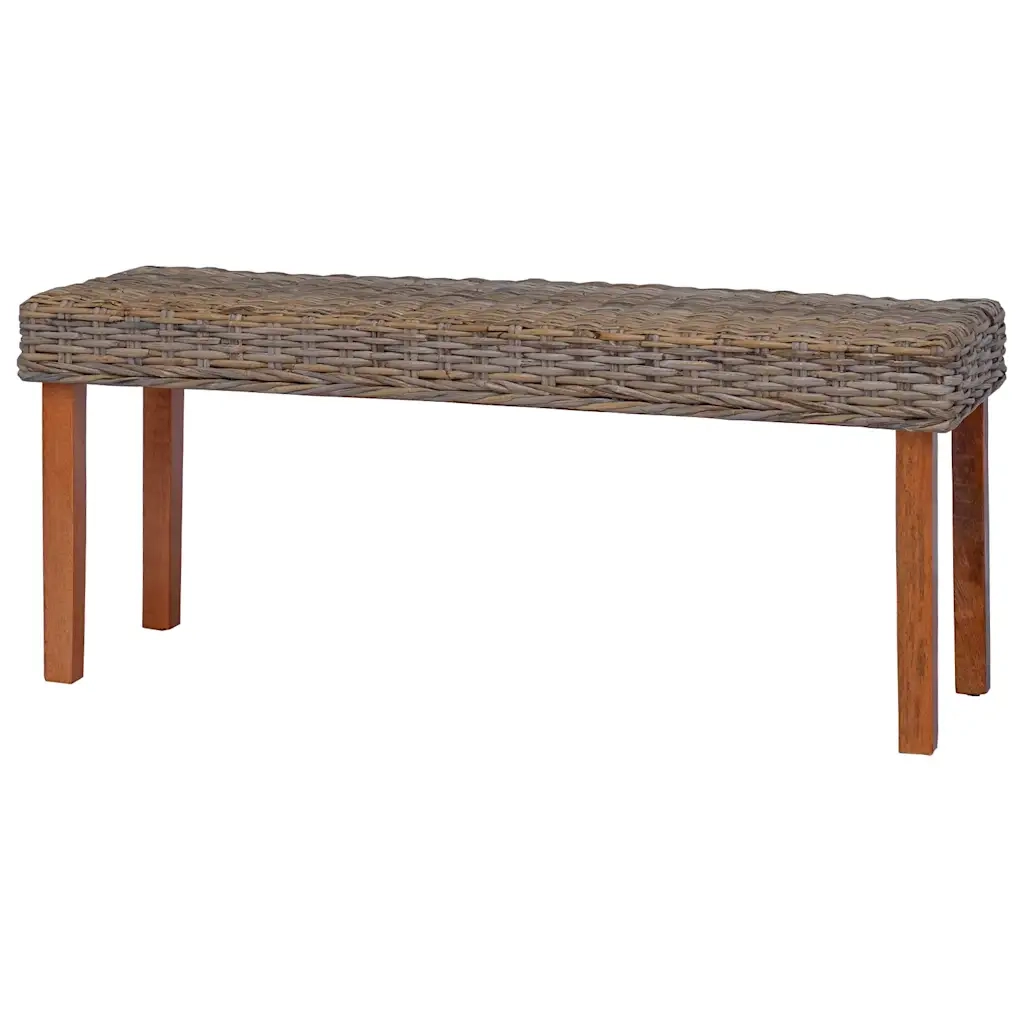 Panca 110 cm in Rattan Naturale Kubu e Massello di Mogano 285791