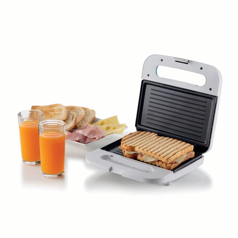 Tostiera per toast, sandwich e panini 750W, piastre fisse grill, rivestimento antiaderente - White & Aegean Teal