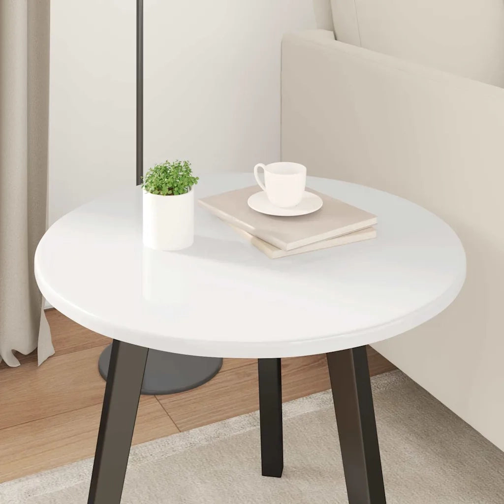 Piano del tavolo Bianco lucido Ø 50 x 1,5 cm Legno multistrato