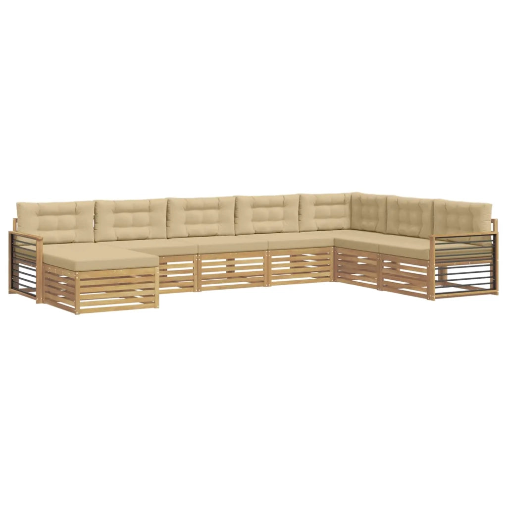 Set di divani da esterno 8 pz Bianco e Beige 3390978