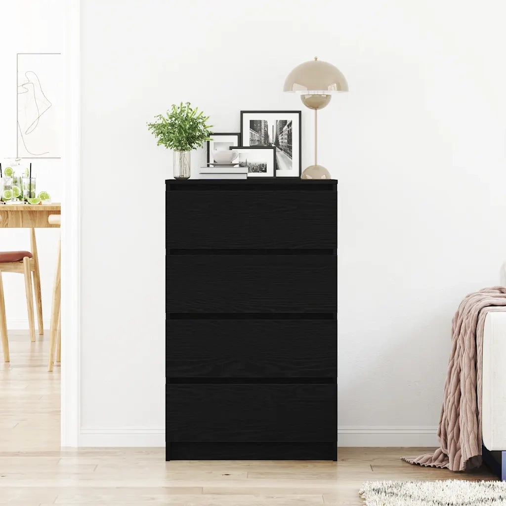 Credenza Rovere Nero 60x35x98,5 cm in Legno Multistrato