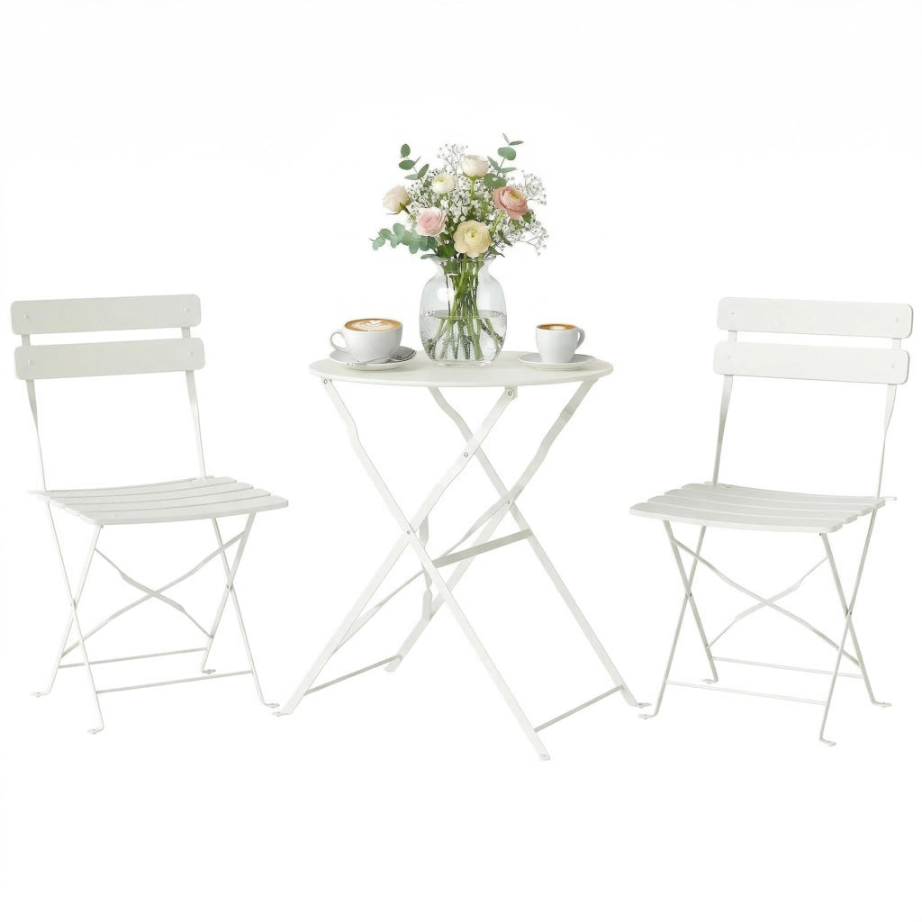 Set Tavolo e Sedie Pieghevoli da Esterno ¨C zephmum ¨C Grigio, Metallo, 80x80x75cm