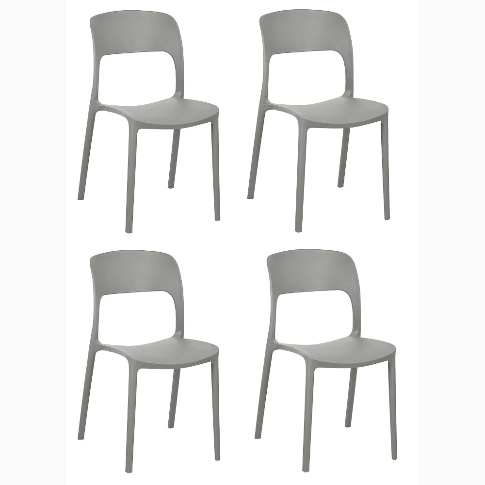 Set 4 Sedie Impilabili in polipropilene 83x56x46 cm Colore GRIGIO CHIARO Design Moderno VALENTINA