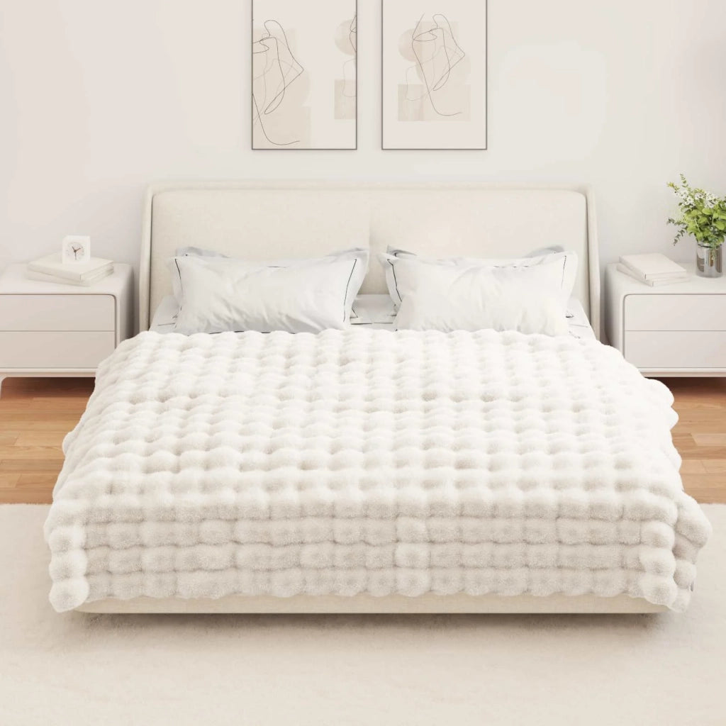 Coperta antiscivolo in finta di coniglio Olite 4 pcs Bianco