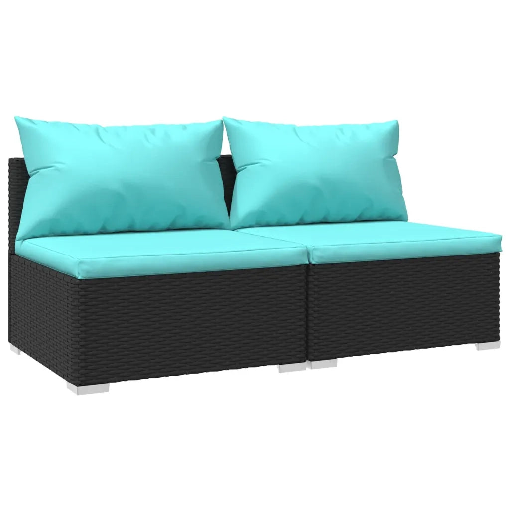 Set Divani da Giardino 2 pz con Cuscini in Polyrattan Nero cod mxl 42285