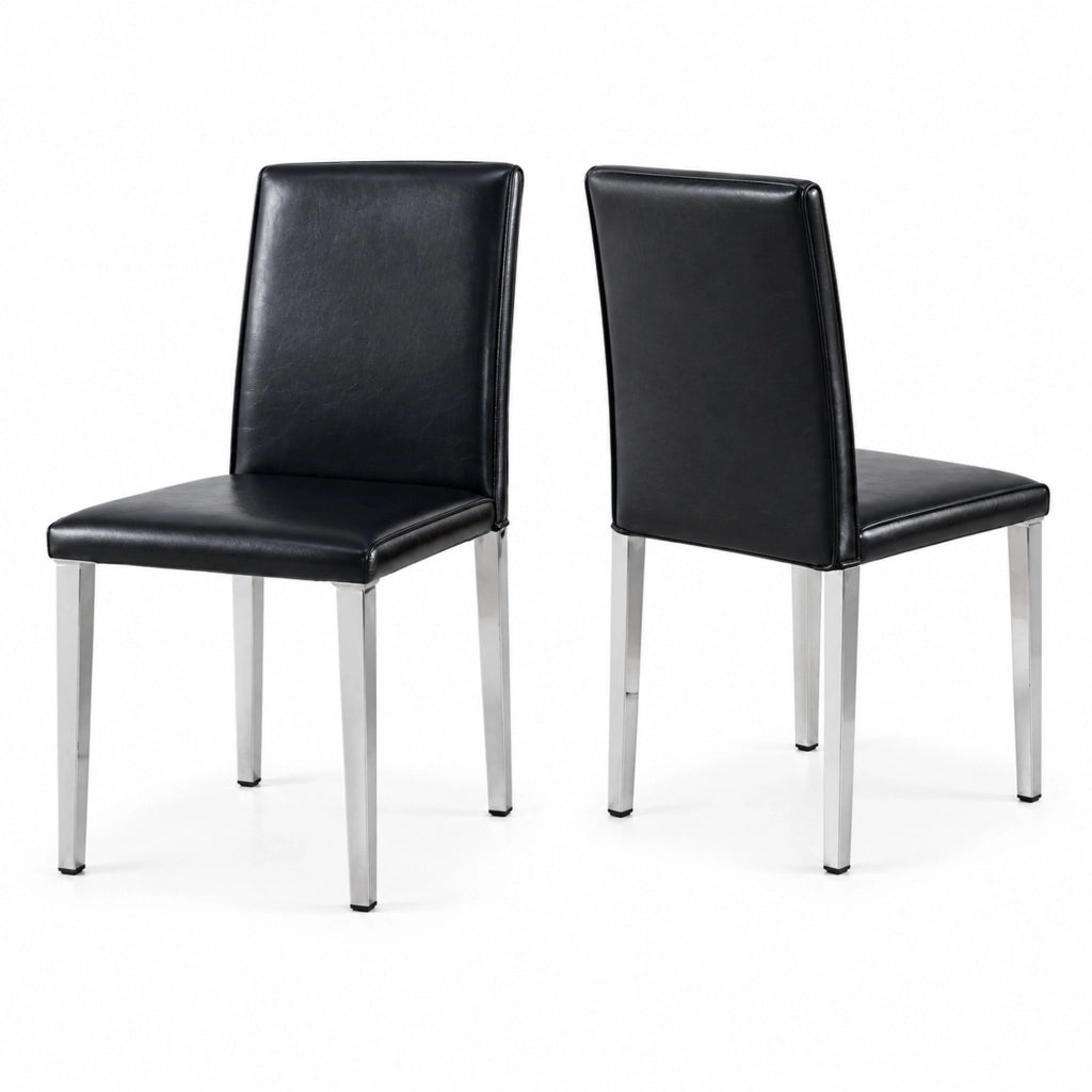 Set di 2 sedie da pranzo in PU nero con gambe argento