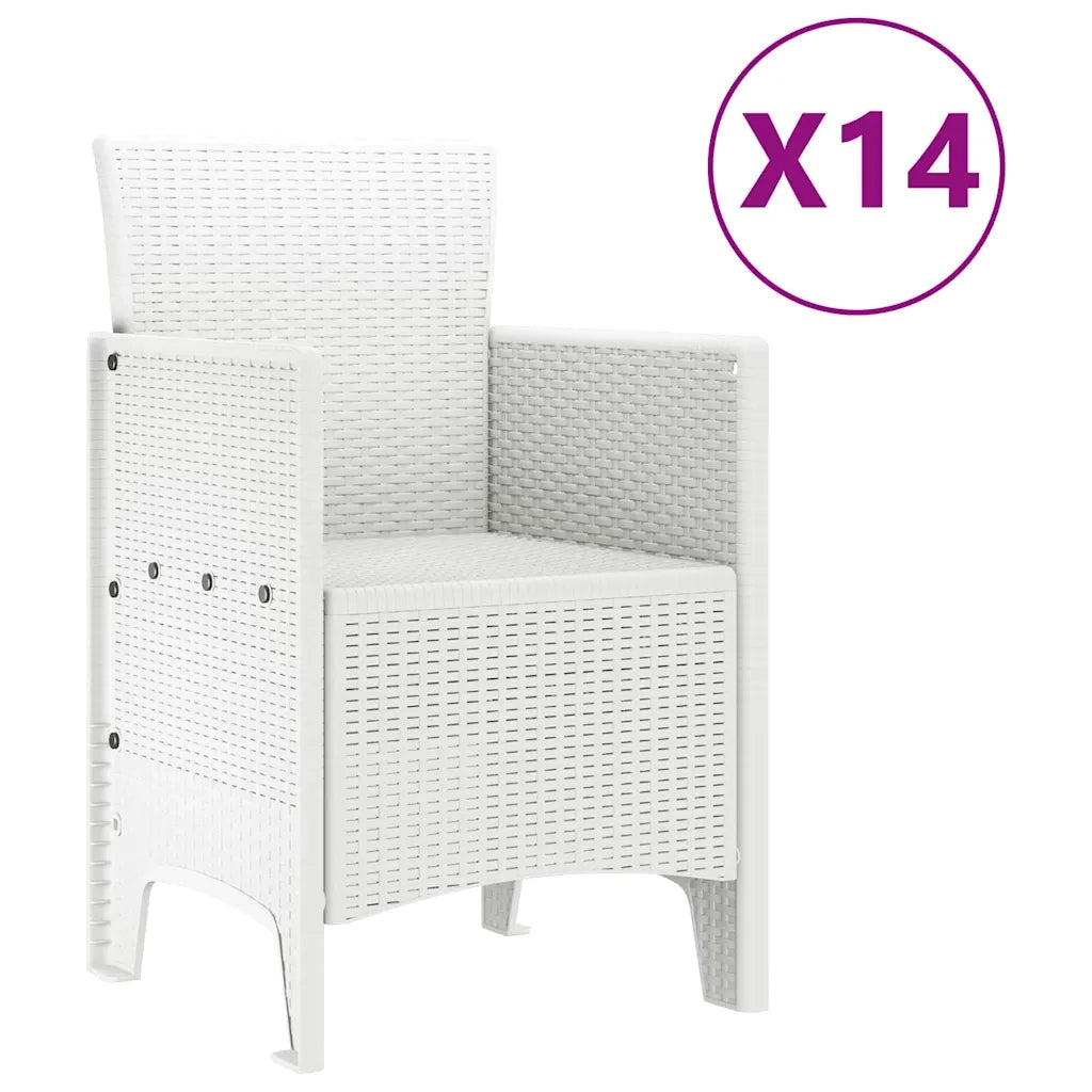 Set da pranzo da giardino con cuscini 15 pcs Bianco PP