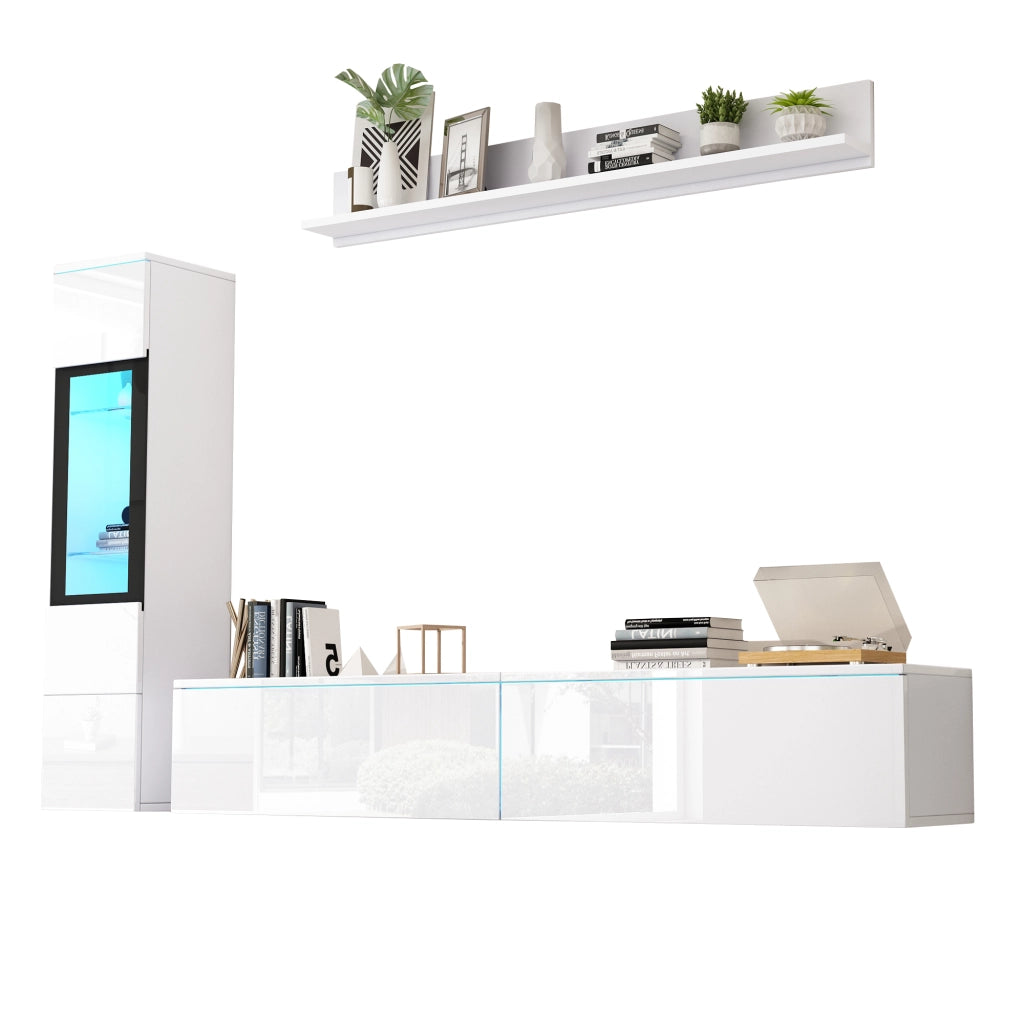 Cassettiera per TV bianca in truciolato lucido lunghezza 180 cm