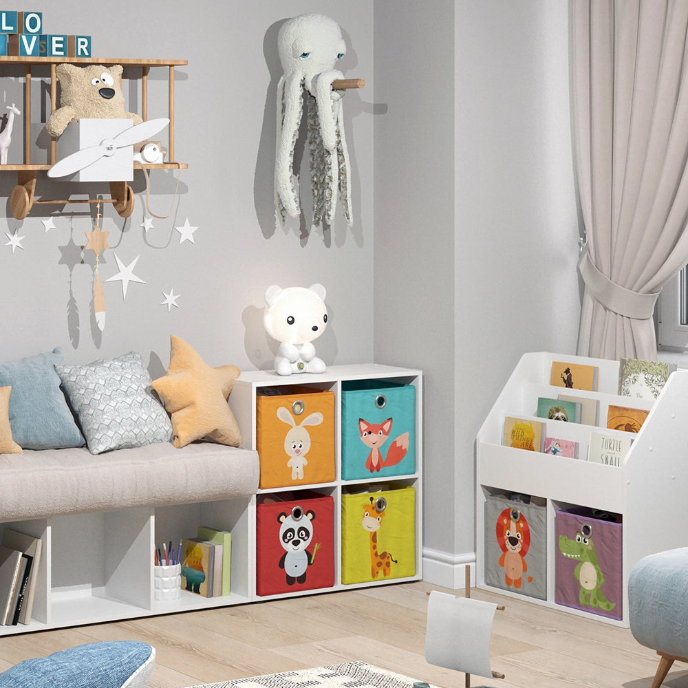Vicco Libreria bambini Bianco 72.6 x 72 cm con 4 scatole pieghevoli (rosso/giallo)